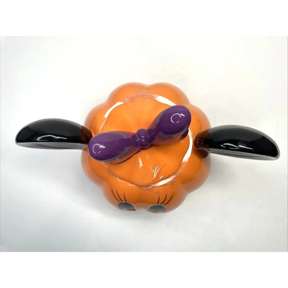 NEW Disney MINNIE Mouse Ceramic Pumpkin COOKIE JAR Orange Canister Halloween
